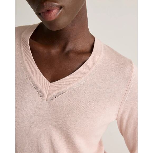 Quince Lightweight Cotton Cashmere V-Neck Sweater in Pink Size S✨ - Picture 6 of 13
